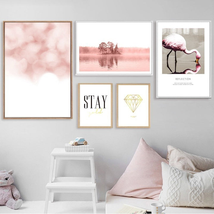 Flamingo Reflection - Canvas Wall Art Painting
