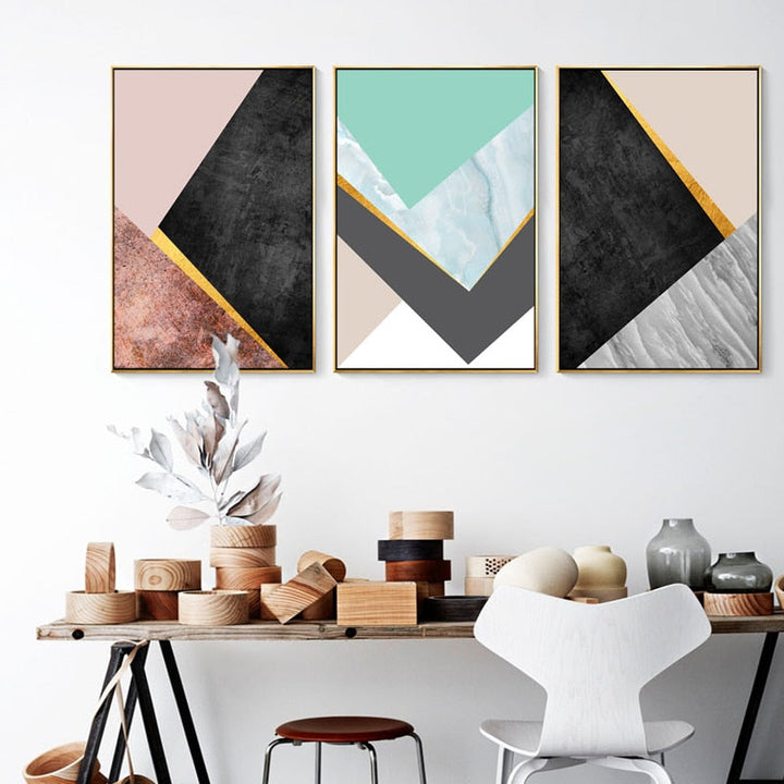 Geometric Fashion Triangles - Canvas Wall Art Painting