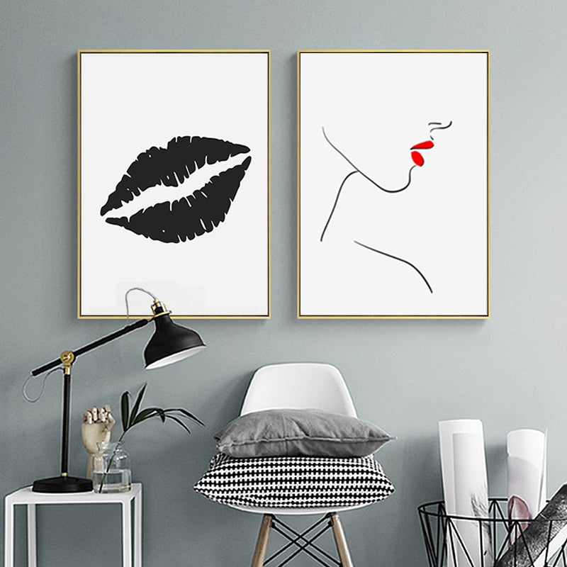 Makeup Lips  - Canvas Wall Art Painting