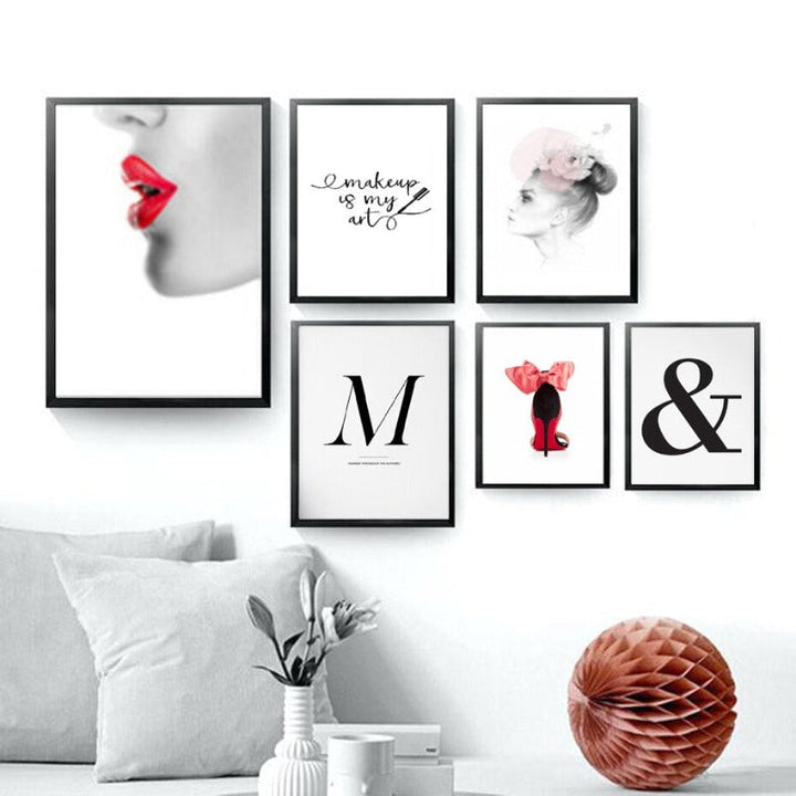 Fashion Makeup Girl Decorative - Canvas Wall Art Painting