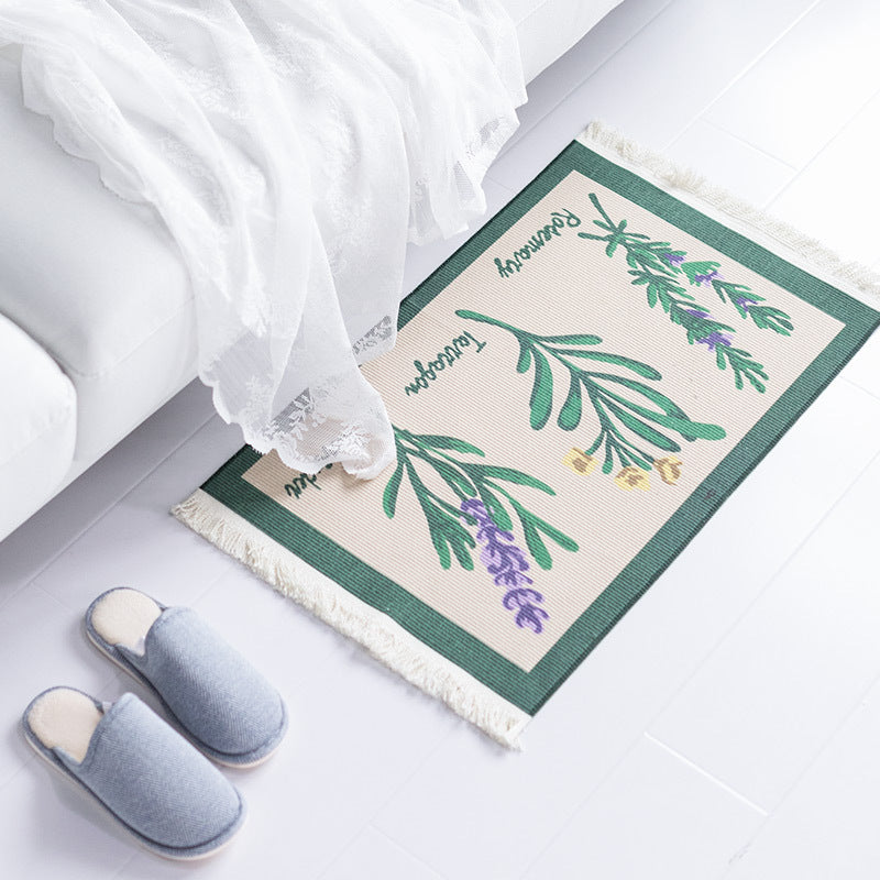 Flat-woven runner rug in ethnic stripe design with hand-fringed edge