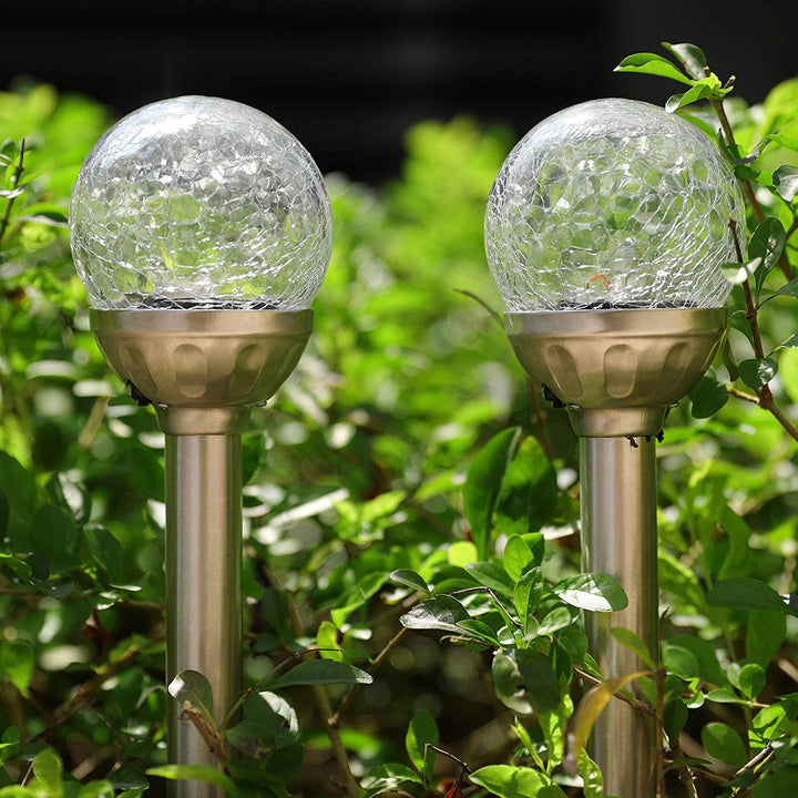 Solar Crackle Glass Garden Light