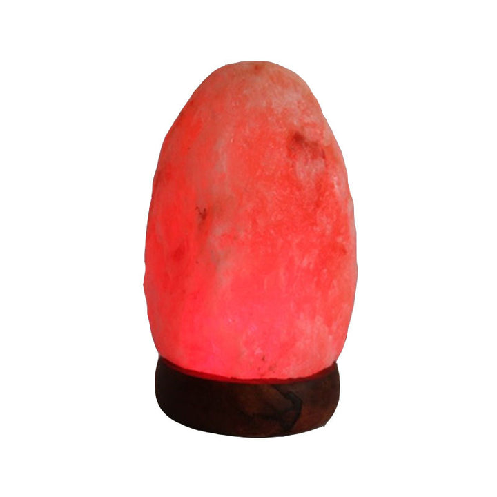 Himalayan Salt Crystal Sphere Lamp with Color Changing LED and Natural Wood Base