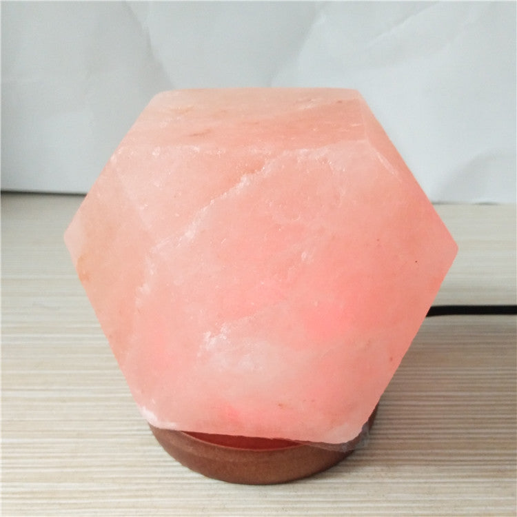 Himalayan Salt Crystal Sphere Lamp with Color Changing LED and Natural Wood Base