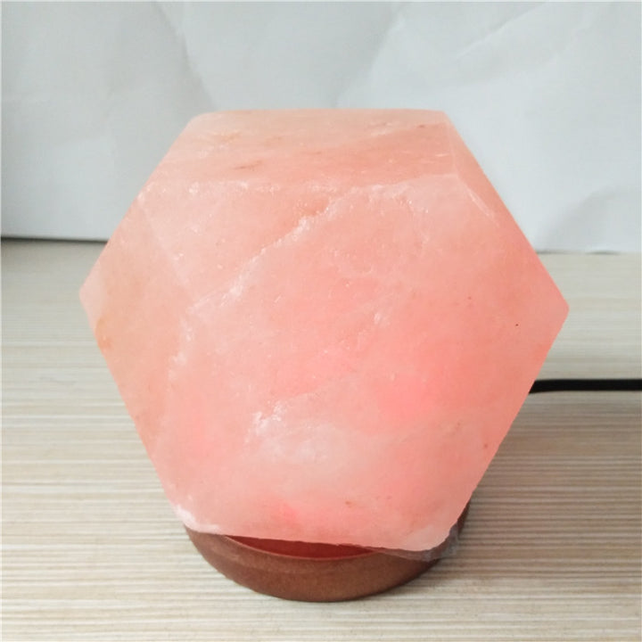 Himalayan Salt Crystal Sphere Lamp with Color Changing LED and Natural Wood Base