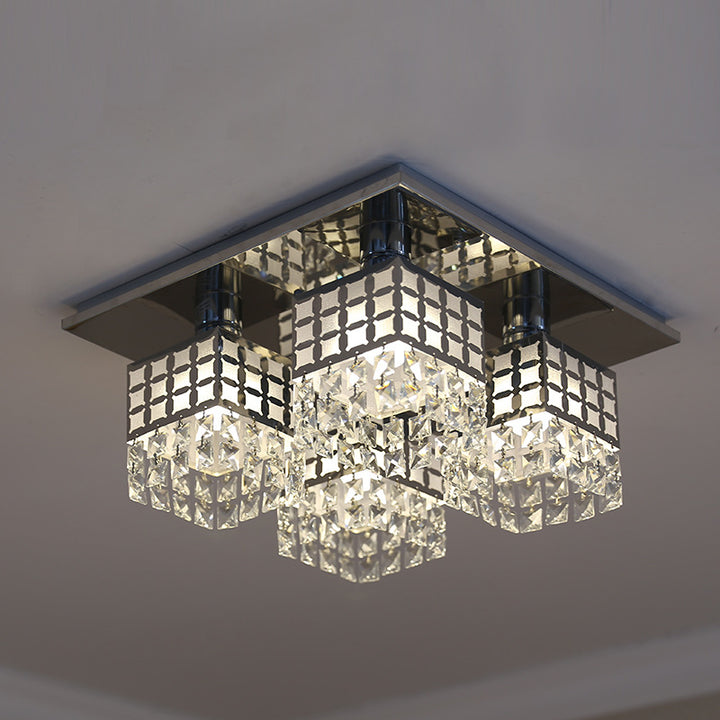 Modern geometric crystal ceiling light