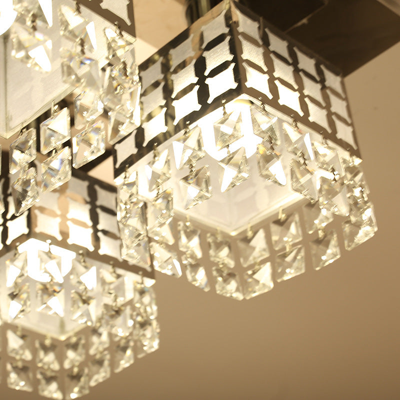 Modern geometric crystal ceiling light