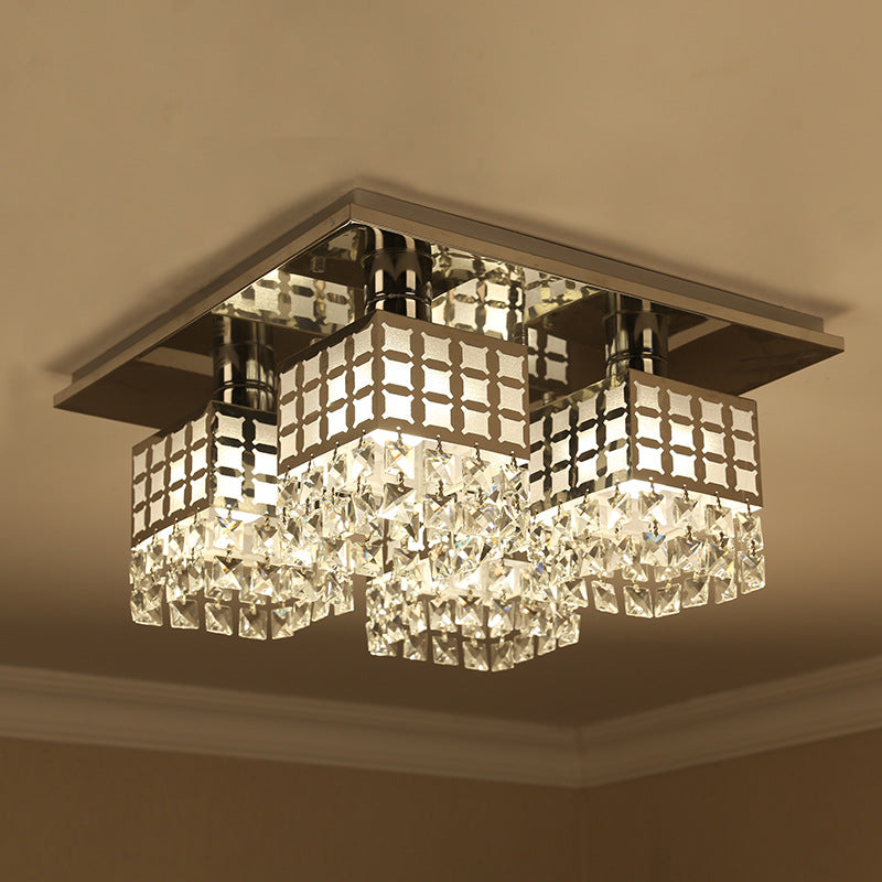 Modern geometric crystal ceiling light