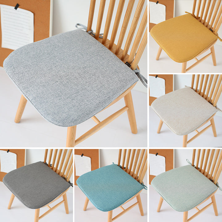 Padded chair cushion with ties and breathable linen mix