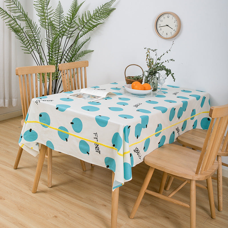 Rectangular cotton blend tablecloth with fruity orange print and easy-care finish