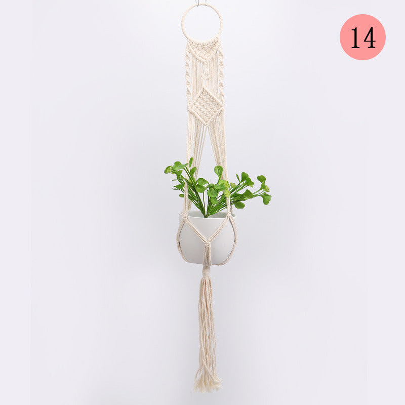 Plant-hanging macrame shelf
