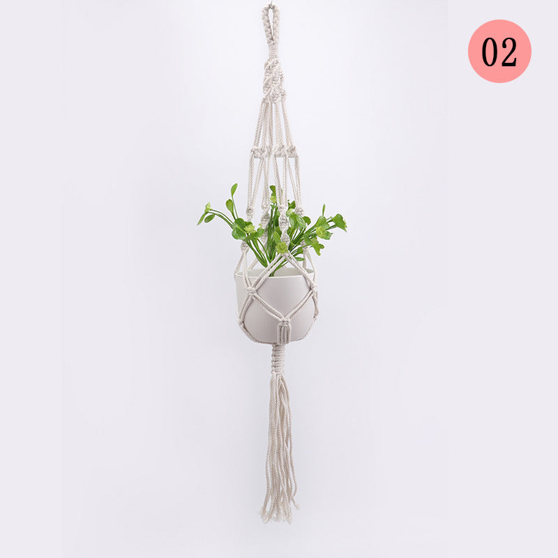 Plant-hanging macrame shelf