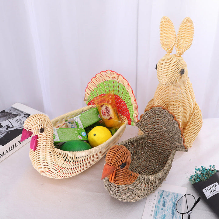 Decorative Woven Dog-Shaped Storage Basket