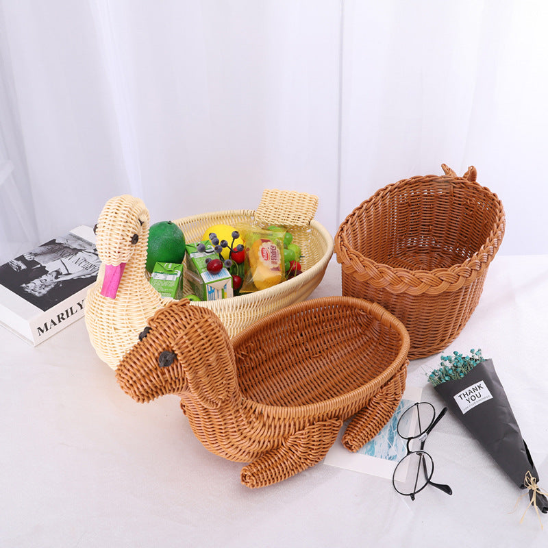 Decorative Woven Dog-Shaped Storage Basket