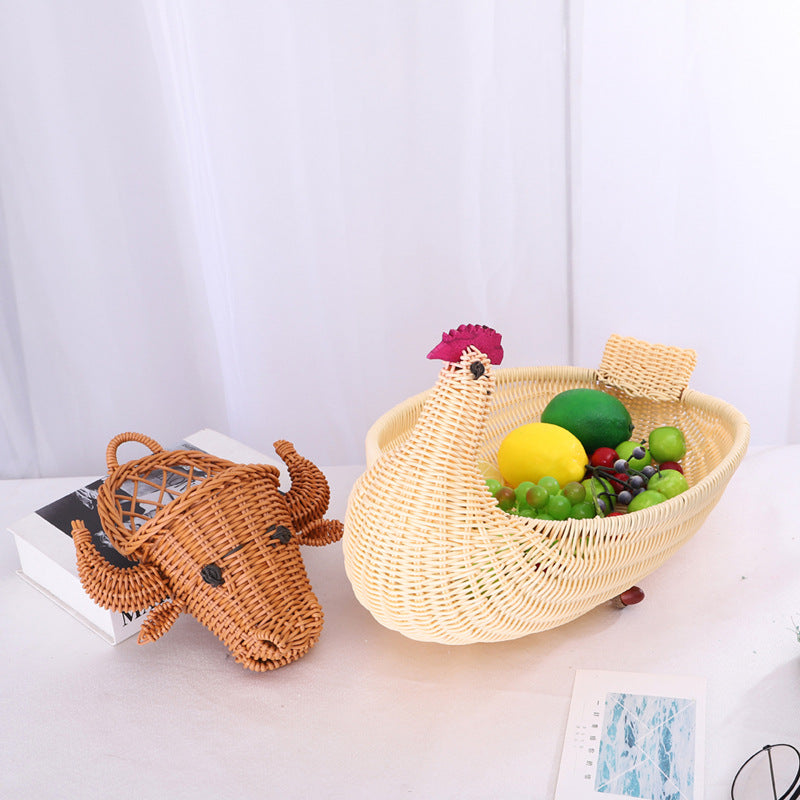 Decorative Woven Dog-Shaped Storage Basket