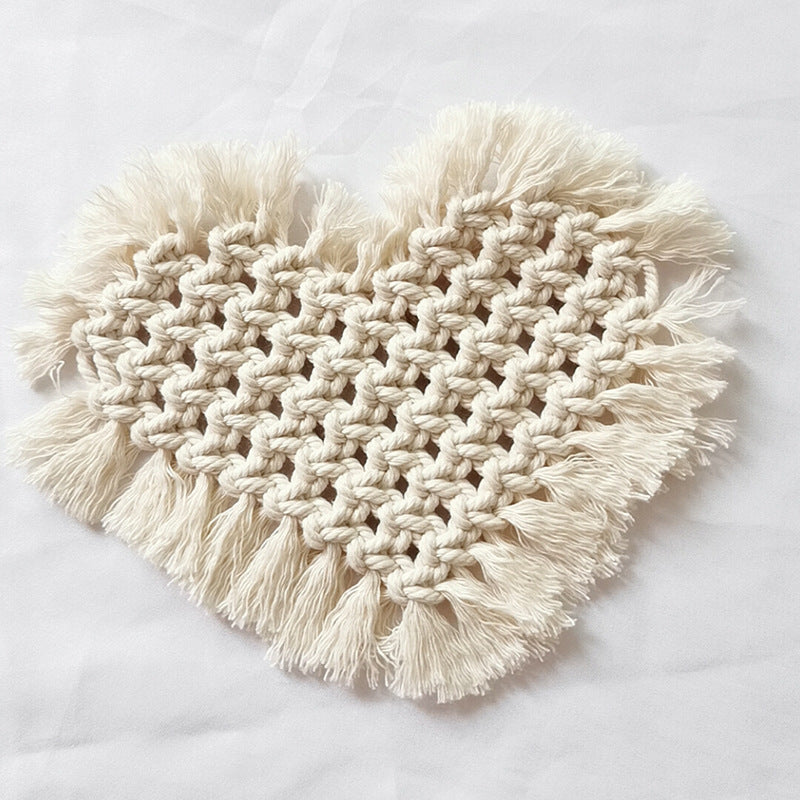 Decorative Macramé Heart-Shaped Trivet