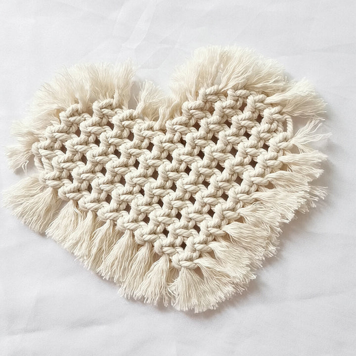 Decorative Macramé Heart-Shaped Trivet