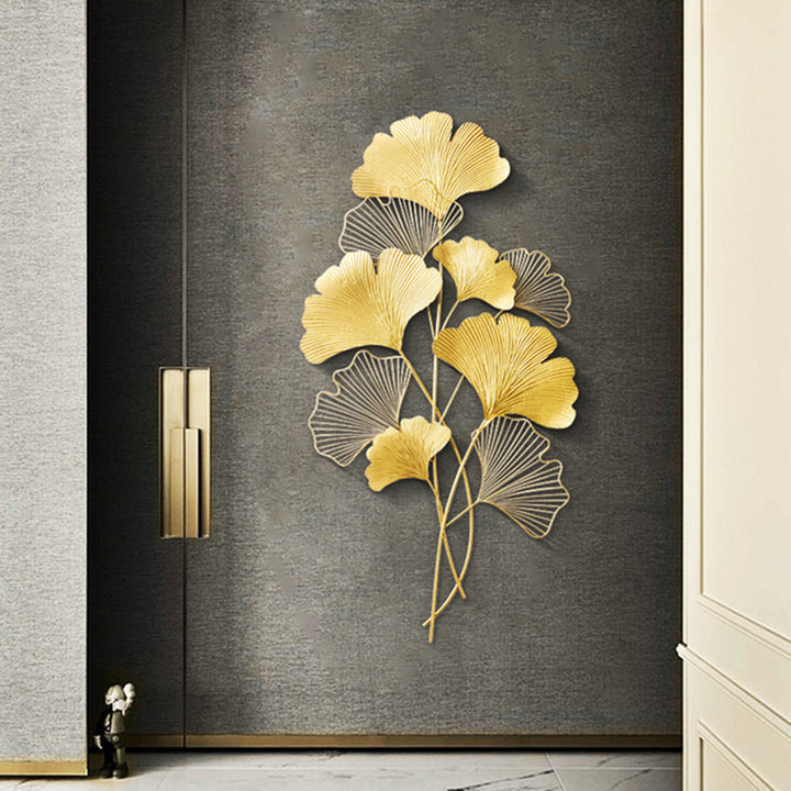 Decorative Metal Ginkgo Wall Sculpture