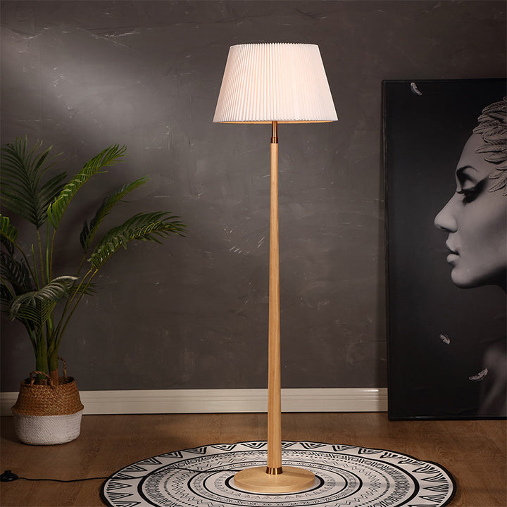 Mid-Century Modern floor lamp with speckled shade