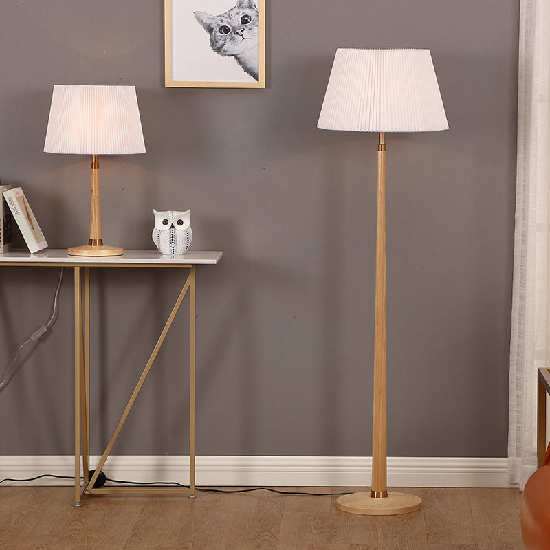 Mid-Century Modern floor lamp with speckled shade