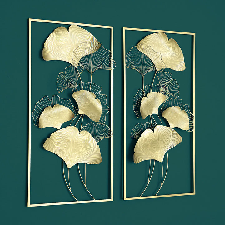 Elegant Ginkgo Leaf Metal Wall Art Sculpture