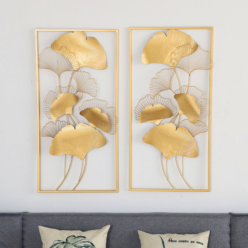 Elegant Ginkgo Leaf Metal Wall Art Sculpture
