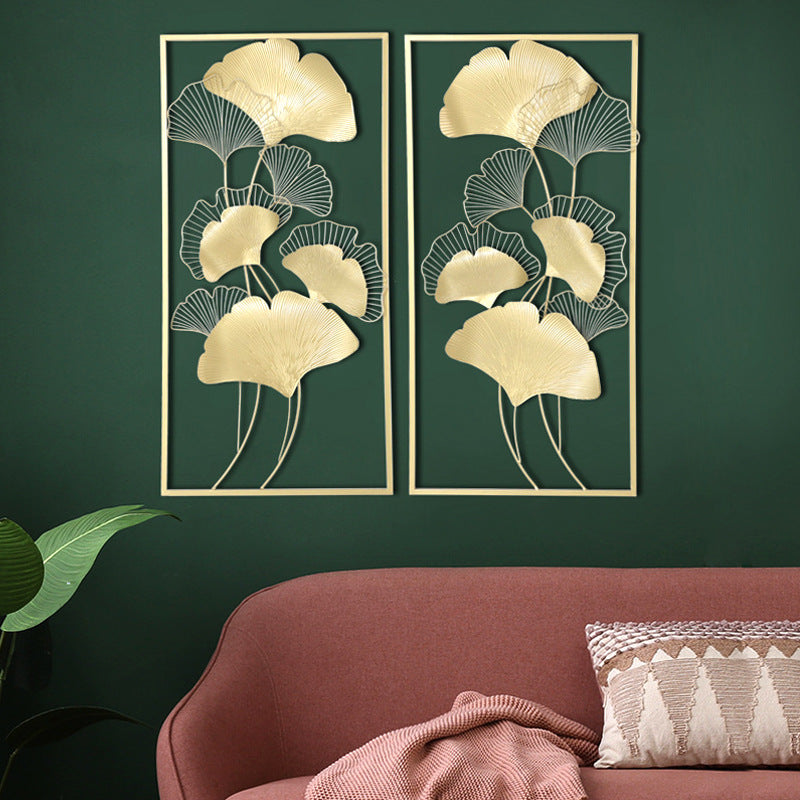 Elegant Ginkgo Leaf Metal Wall Art Sculpture
