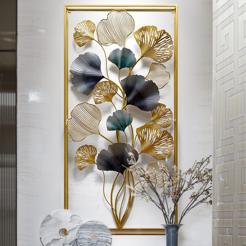 Decorative Metal Wall Art Sculpture with Ginkgo Leaf Design