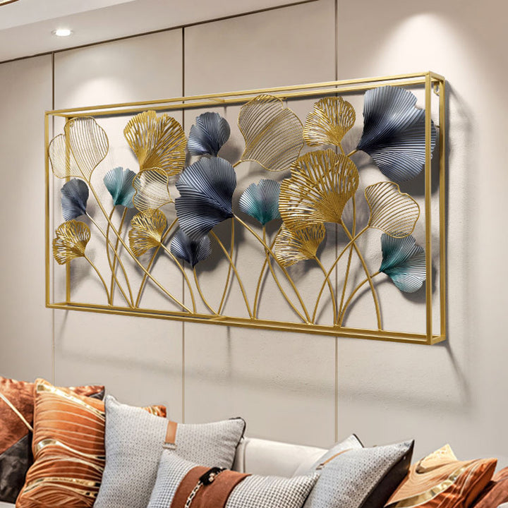 Decorative Metal Wall Art Sculpture with Ginkgo Leaf Design