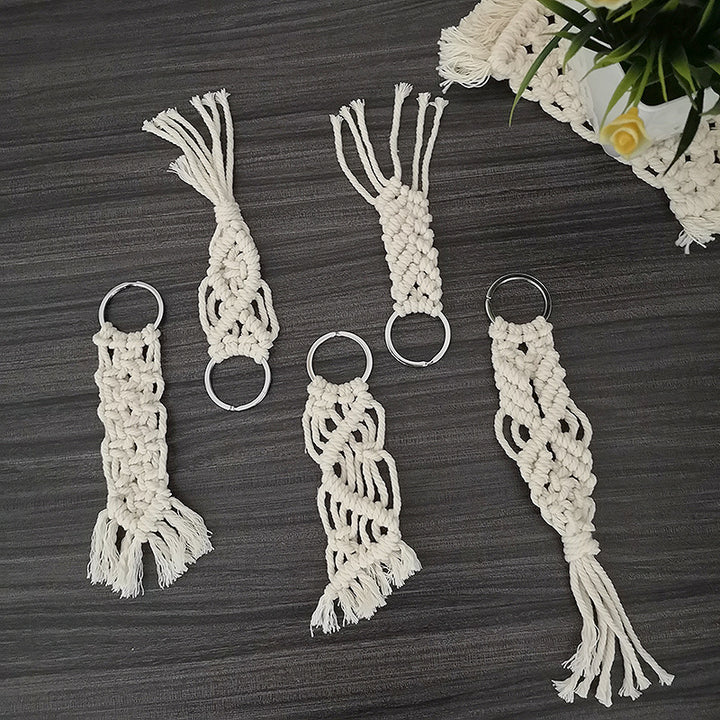 Macrame Keychain Set with Decorative Fringes