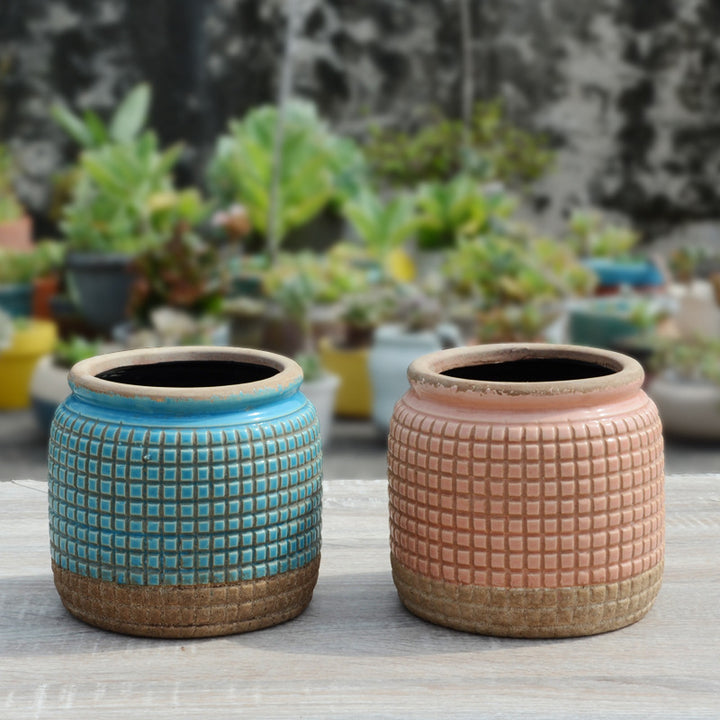 Decorative plant container in rustic design