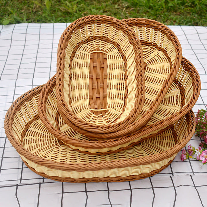 Handmade Oval Wicker Storage Baskets Set