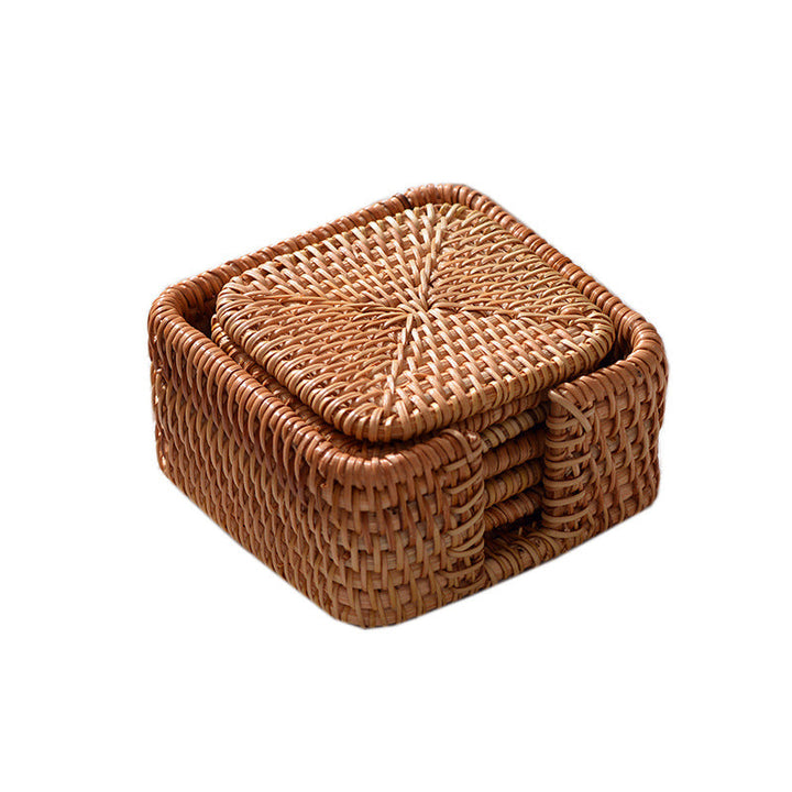Handmade coasters made of woven material