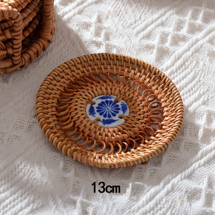 Handmade coasters made of woven material