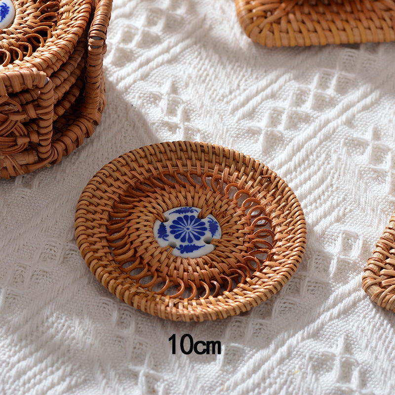 Handmade coasters made of woven material