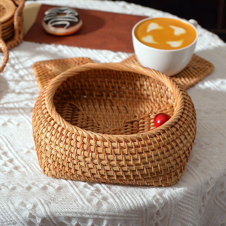 Oval basket made of woven material