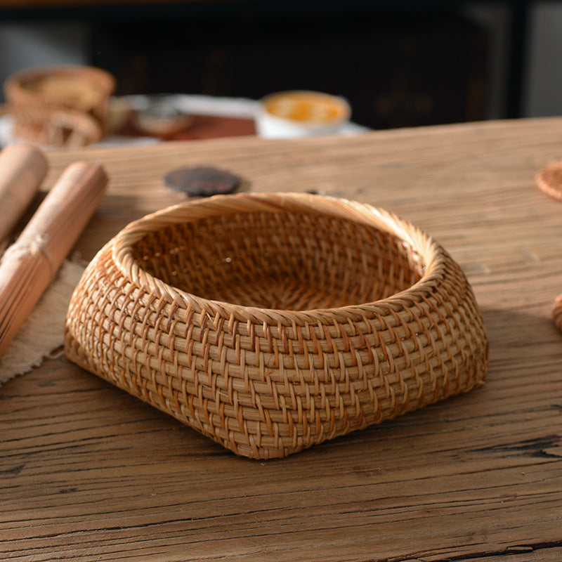 Oval basket made of woven material