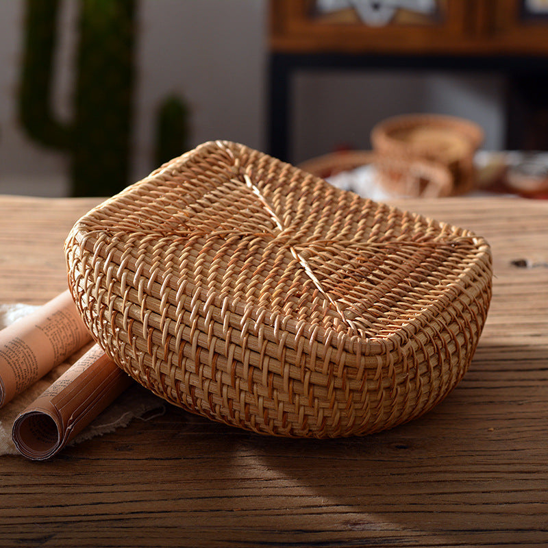 Oval basket made of woven material