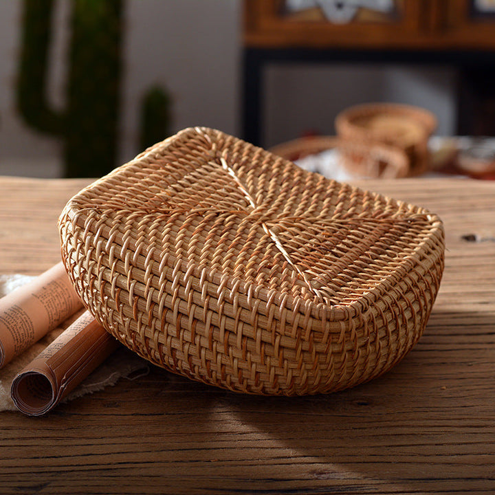 Oval basket made of woven material