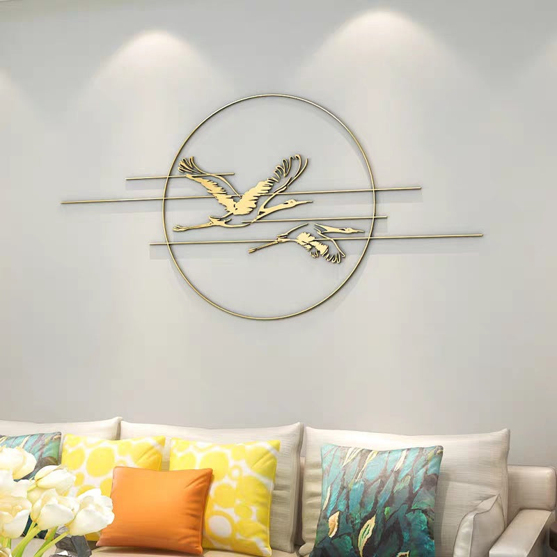 Elegant Metal Crane Wall Art