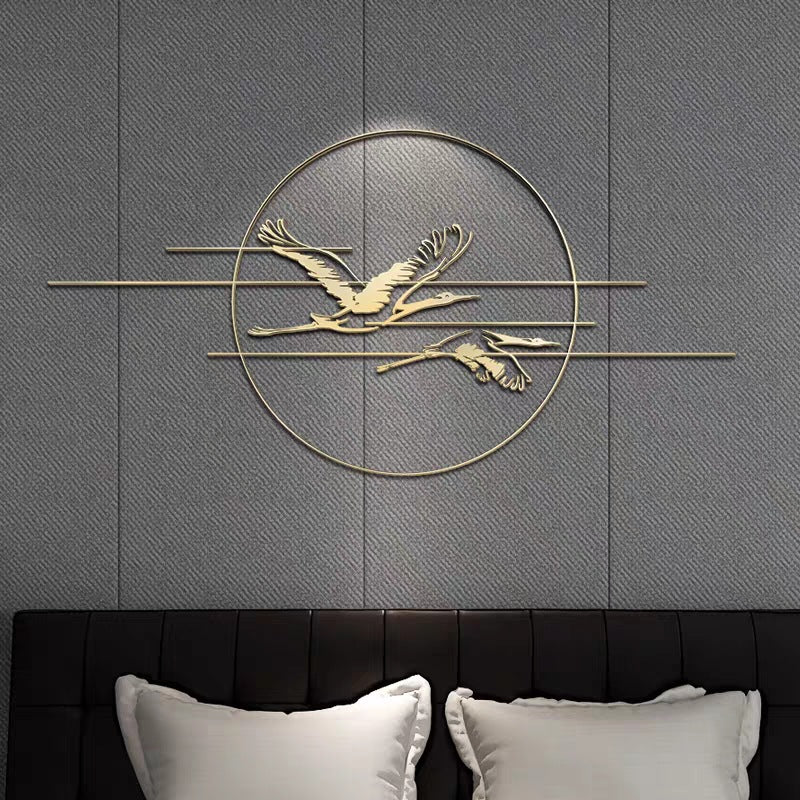 Elegant Metal Crane Wall Art