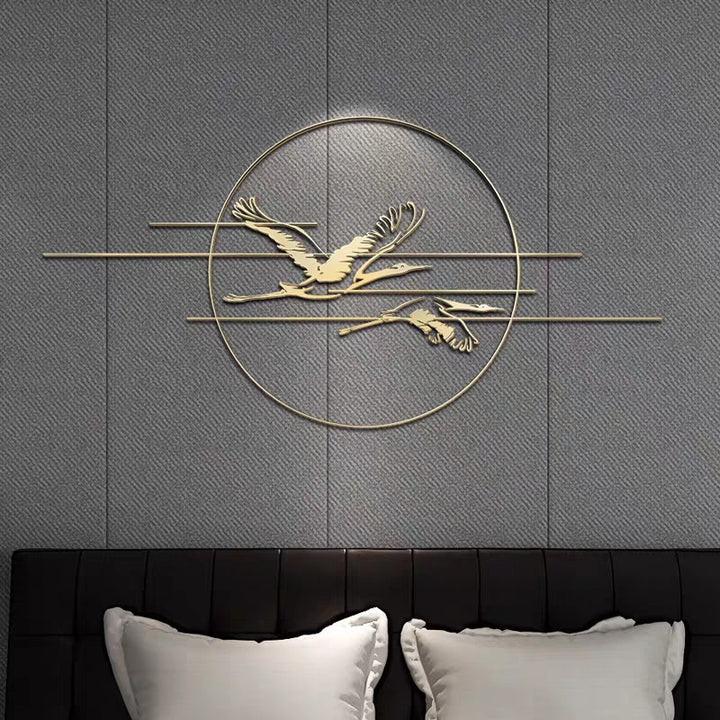 Elegant Metal Crane Wall Art