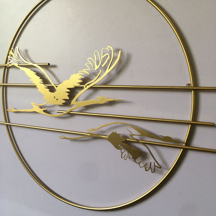 Elegant Metal Crane Wall Art