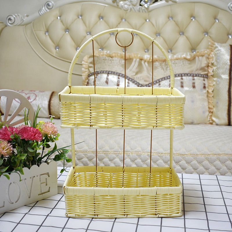 Two-Tiered Woven Storage Basket