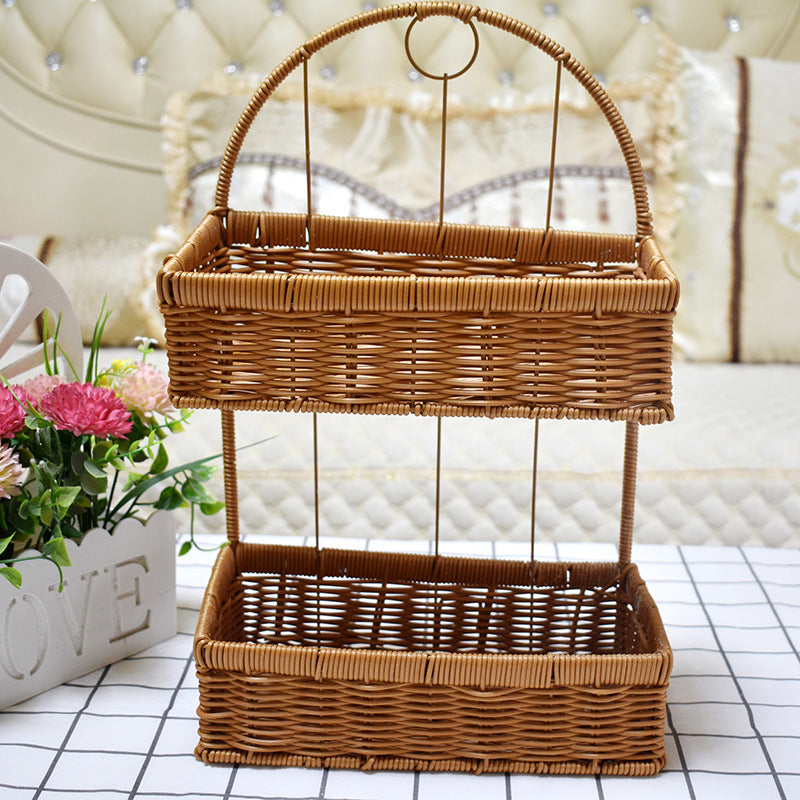 Two-Tiered Woven Storage Basket