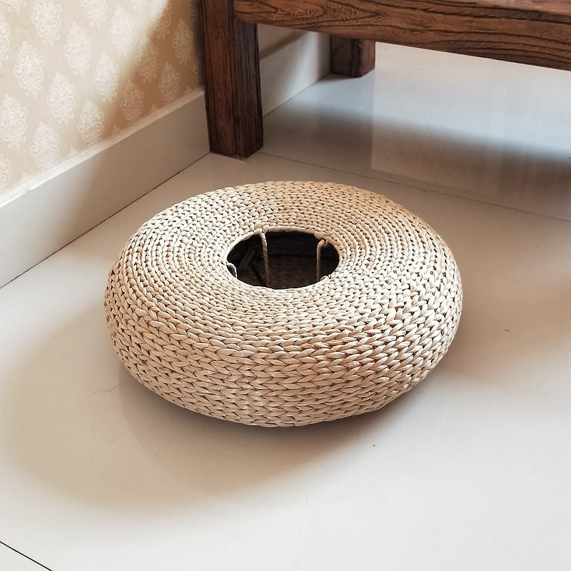 Handcrafted sitting pouf made of natural material