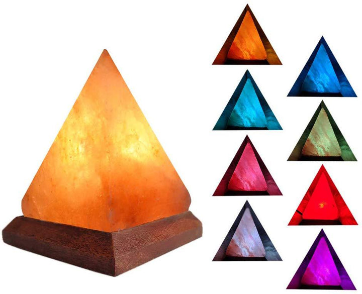 Himalayan Salt Crystal Sphere Lamp with Color Changing LED and Natural Wood Base