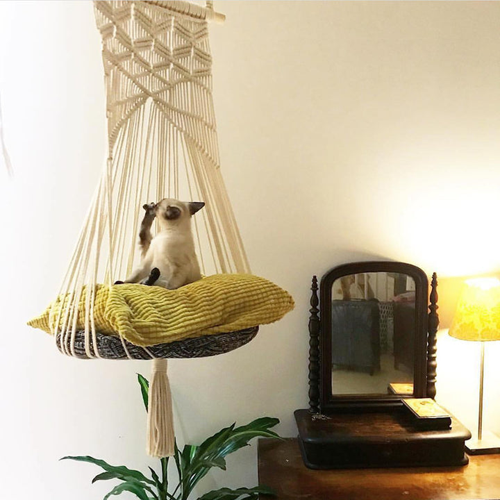 Macrame Wall Hanging Tapestry with Geometric Pattern