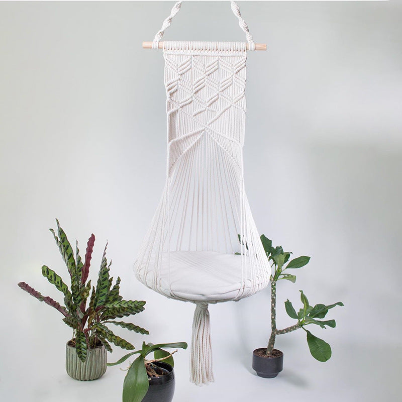 Macrame Wall Hanging Tapestry with Geometric Pattern