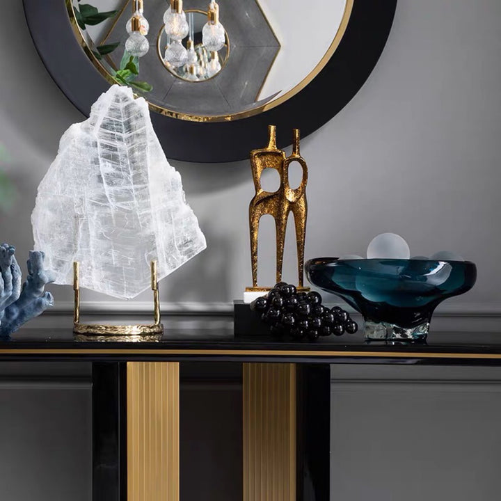 Thick Art Glass Pedestal Centerpiece Bowl with Rounded Lip